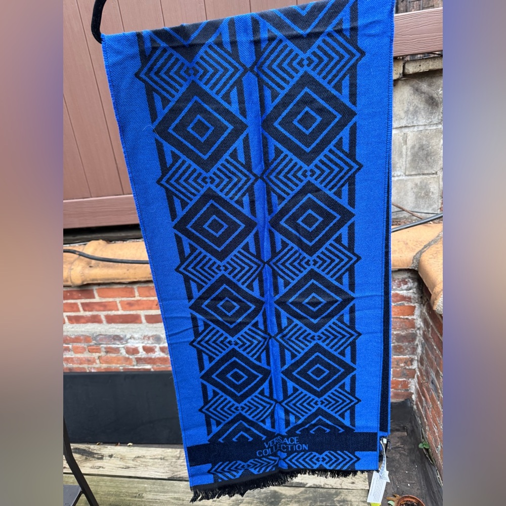 Versace Collection Black and Blue Scarf